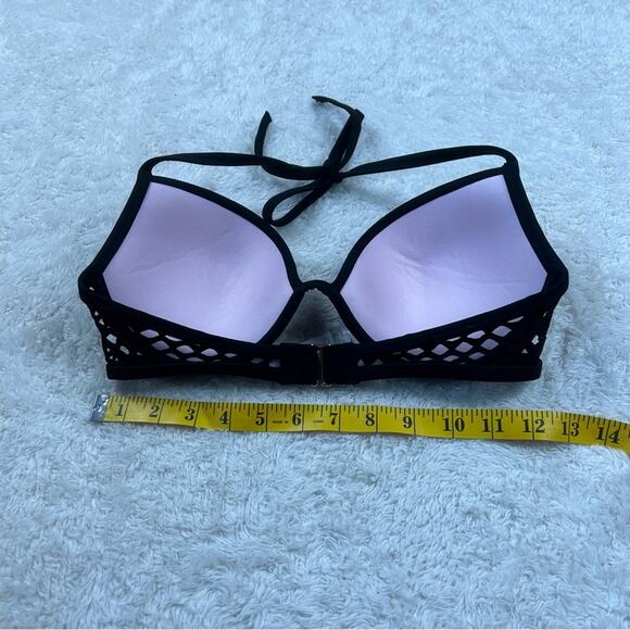 Victoria's Secret pink and black mesh halter bikini top, 34D - Picture 4 of 8